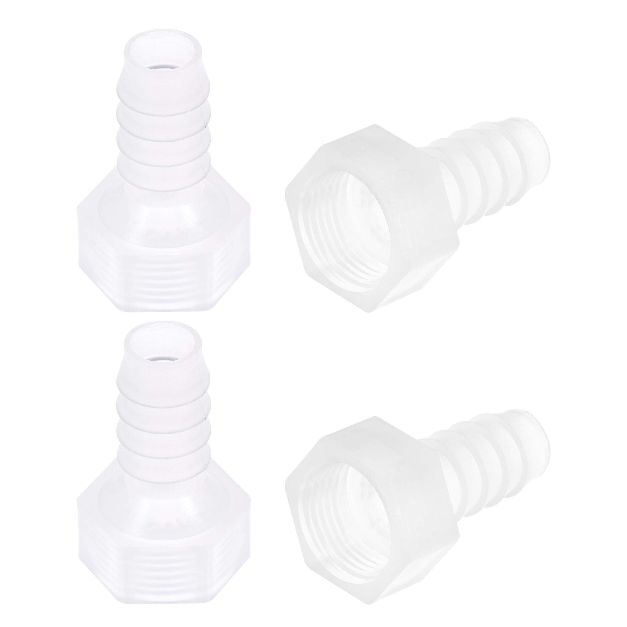 sourcing map Polypropylene Hose Barb Fitting Coupler, 10mm Barb x G3/8 Female Thread Pipe Adapter, Translucent 4Pcs