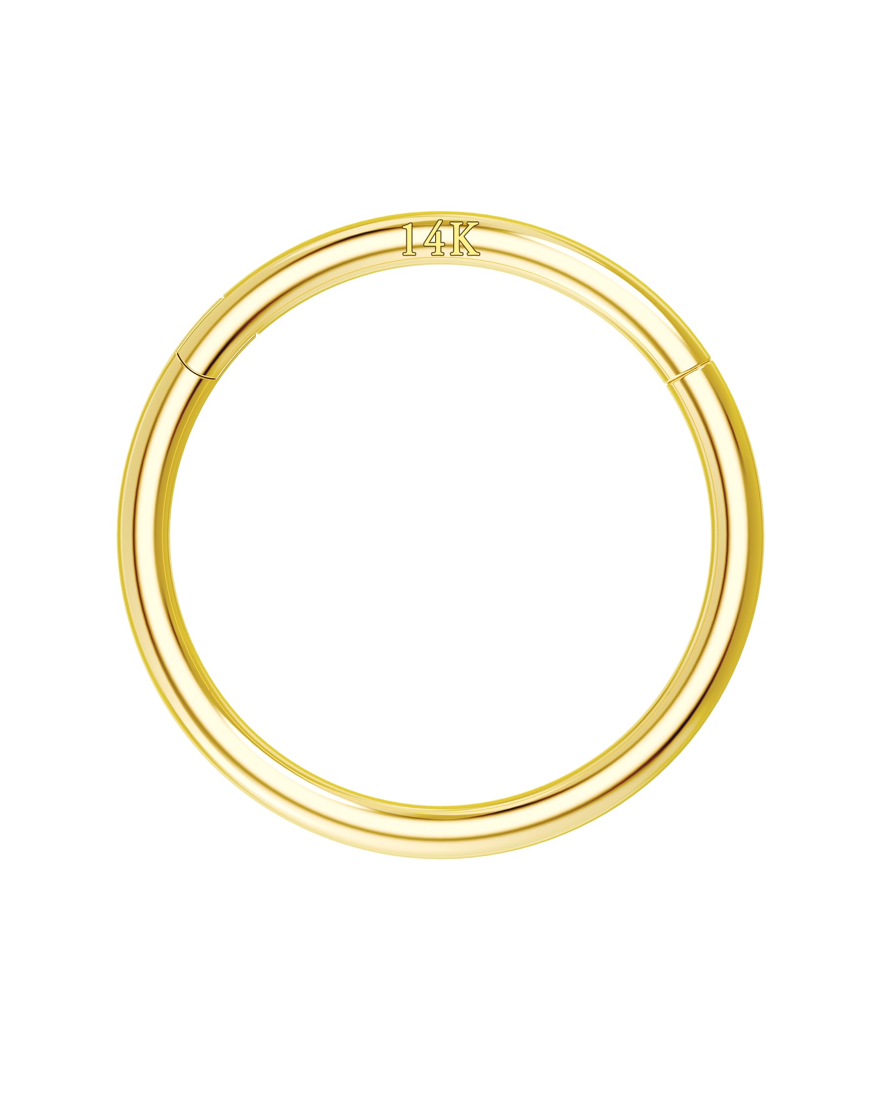 OUFER 16G 14K Solid Gold Hinged Clicker Segment Ring Lip Nose Hoop Helix Daith Tragus Septum Cartilage Earring 10MM