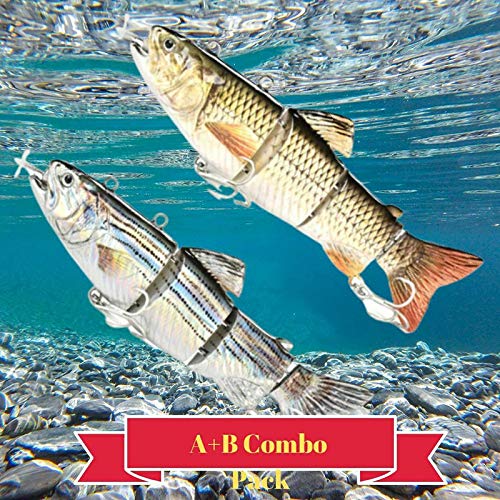 jtxqy USB wiederaufladbare Angelköder, elektrische Angelköder Wobbler 4-Segment Swimbait USB wiederaufladbare künstliche… – Bild 3