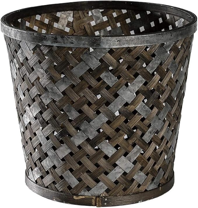 Cubo de Basura Antiguo Bote de Basura de bambú Tejido, Residuos Cesta