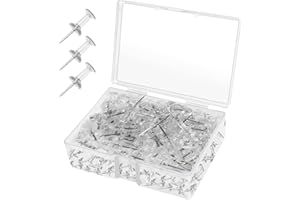BRAIDZ Push Pins for Bulletin Board 200- Pack - Clear Plastic Head with Steel Point - Thumb Tacks for Wall, Corkboard, Map, Calendar, Photo, Home Office, and Craft Projects