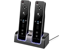 Wii Remote Charger Dual Charging Dock Station with 2 Pcs 2800mAh Rechargeable Batteries for Nintendo Wii and WiiU