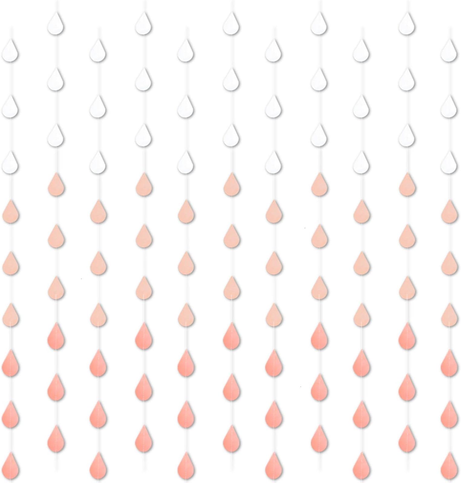 AQUEENLY Raindrop Garland, 16 PCS Gradual Pink Color Raindrop Paper Garland, Nursery Decor, April Showers, Raindrop Shower in 15.7 Ft