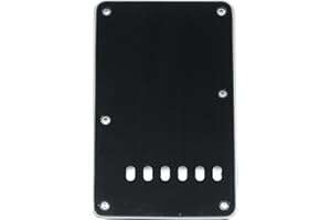 Musiclily Pickguard Strat Back Plate Tremolo Cavity Cover Vintage Style Backplate for Fender US/Mexico Made Standard Stratocaster Modern Style Electric Guitar,3Ply Black