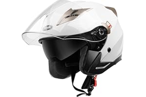 YEMA Open Face Motorcycle Helmets, DOT Approved 3/4 Moped Helmet Dual Visor Quick Release Buckle, Helmets for Adults Motorcycle Men Women Helmets for Moped Scooter Streey