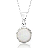 14K White Gold Gemstone Necklace for Women - Birthstone Jewelry - Teardrop Solid Gold Pendant for Brides WITH Sterling Silver Chain - Elegant Wedding Gift