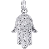 Claddagh Gold Star of David Charm Hamesh Hand Hamsa Pendant 925 Sterling Silver