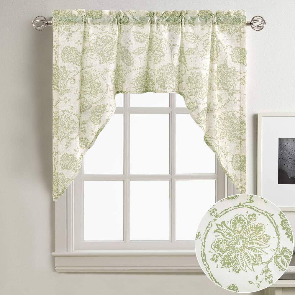 Country Swag Curtains For Living Room Cream Swagged Tailed Drapes On