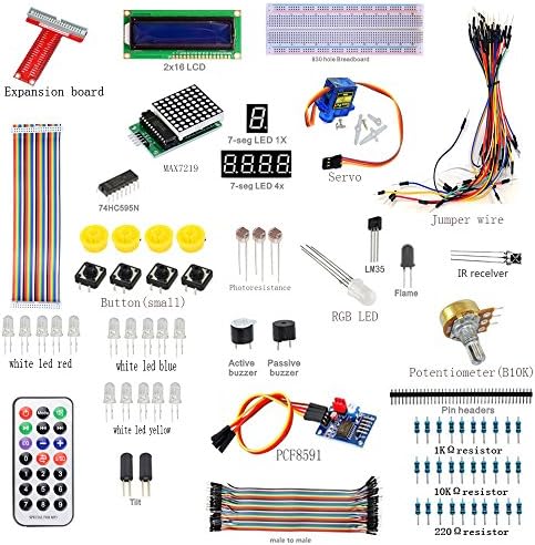 Greatwell Electronics Starter Kit for Arduino/MAX 7219,Breadboard,Resistors,LED,IR Recelver,Buzzer,7-seg LED