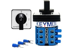 KEYMOO 20A Rotary Changeover Switch 660V 4 Position 3 Phase 12 Terminals,3-Way 2NO 2NC Universal Selector Switch 20/0-3.3