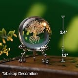 IFOLAINA Tree of Life 3D Crystal Ball Paperweight Glass Sphere 2.4in view 3