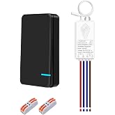 SuperInk Black Wireless Light Switch Kit,IP66 Waterproof Remote Switch | No Wiring/No WiFi Needed,Outdoor 1969ft Indoor 328ft Long Range,Programmable and Expandable for Lamp,Ceiling Light,Fan