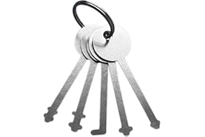 KeyPower 5 Master Keys Stainless Steel Replacement Skeleton Lock Key Set Multiple Shapes Lock Picking Emergency Tool, Come with Key Ring