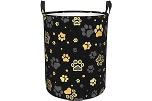 Gbuzozie Cute Dogs Animal Paws Round Laundry Hamper Storage Basket Toys Clothes Organizer Bin For Home Bathroom Bedroom Dorm Nursery, 38l