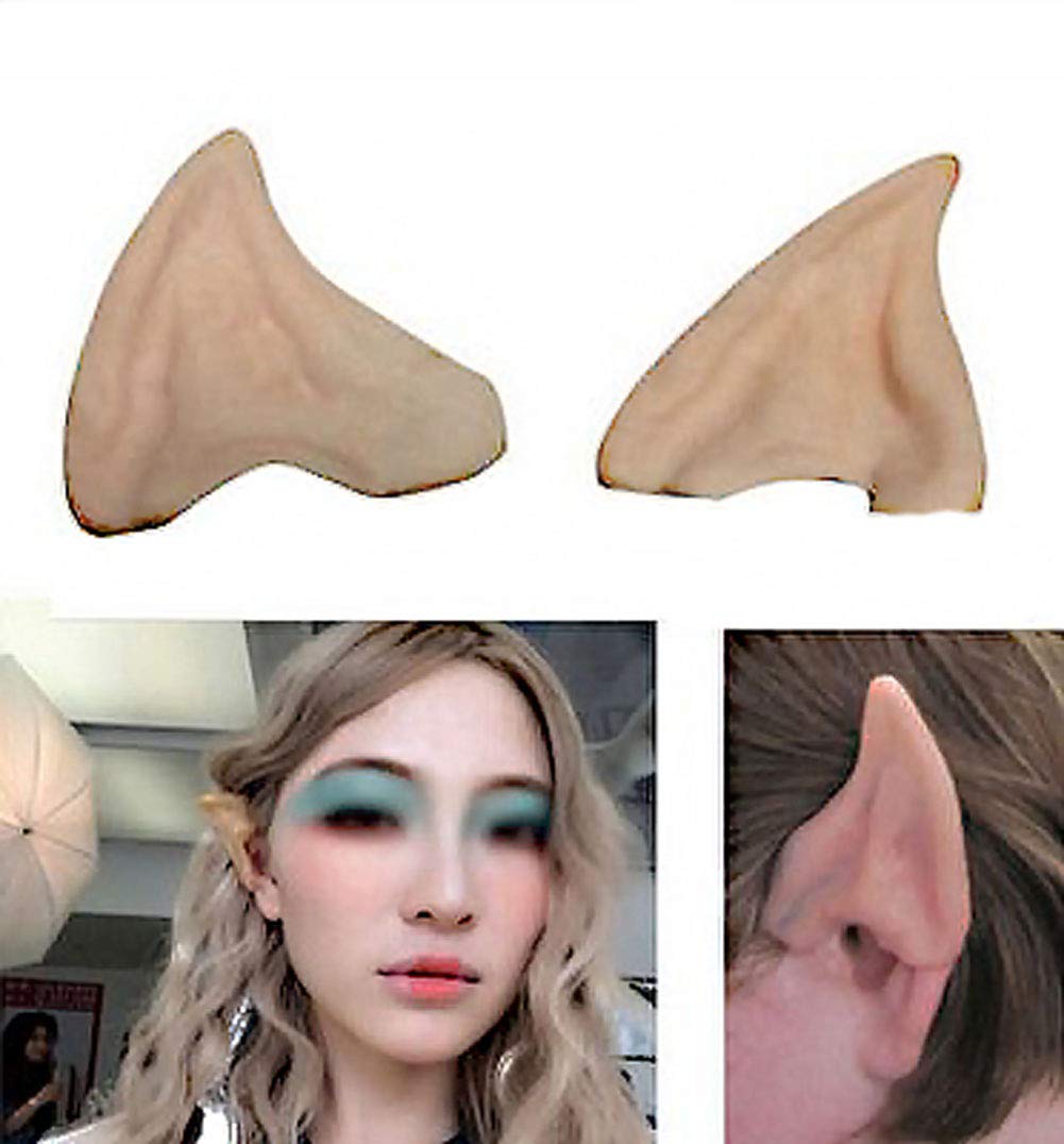 Elf Ears, Latex Fairy Elven Ears Soft Pointed Prosthetic Ear Soft Pointed Prosthetic Tips Ear for Cosplay Accessories, 2 PCS