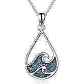 YFN Sea Theme Necklace Sterling Silver Turquoise Pendant Summer theme Jewelry Beach Gifts for Women Men