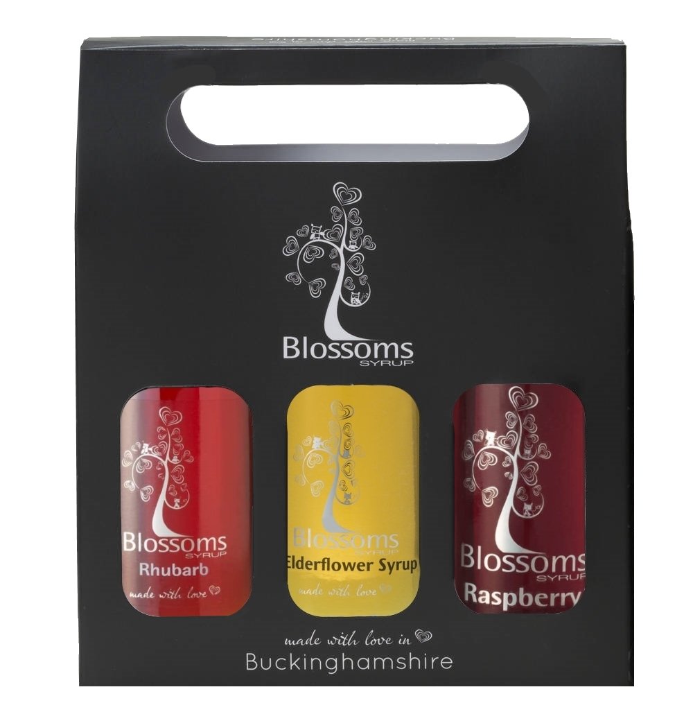 Luxury Gin Syrup Gift Set Elderflower Syrup Raspberry Syrup and Rhubarb Syrup Cocktail Mixer Set