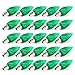 Brizled 25 Pack C9 Green Light Bulbs, LED Replacement Bulb, Commercial Grade, 5 Diode (Led's) in Each Bulb. E17 Base Bulbs, Decorative light bulbs for St Patricks Day, Roof, Patio, Lawn, and Garden.