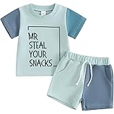 Lucikamy Toddler Baby Boy Summer Clothes Short Sleeve Letter Print T Shirt Tops + Elastic Shorts Infant Casual Outfit Set