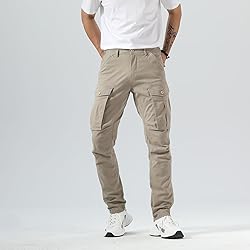 Plaid&Plain Men's Cargo Pants Slim Fit with