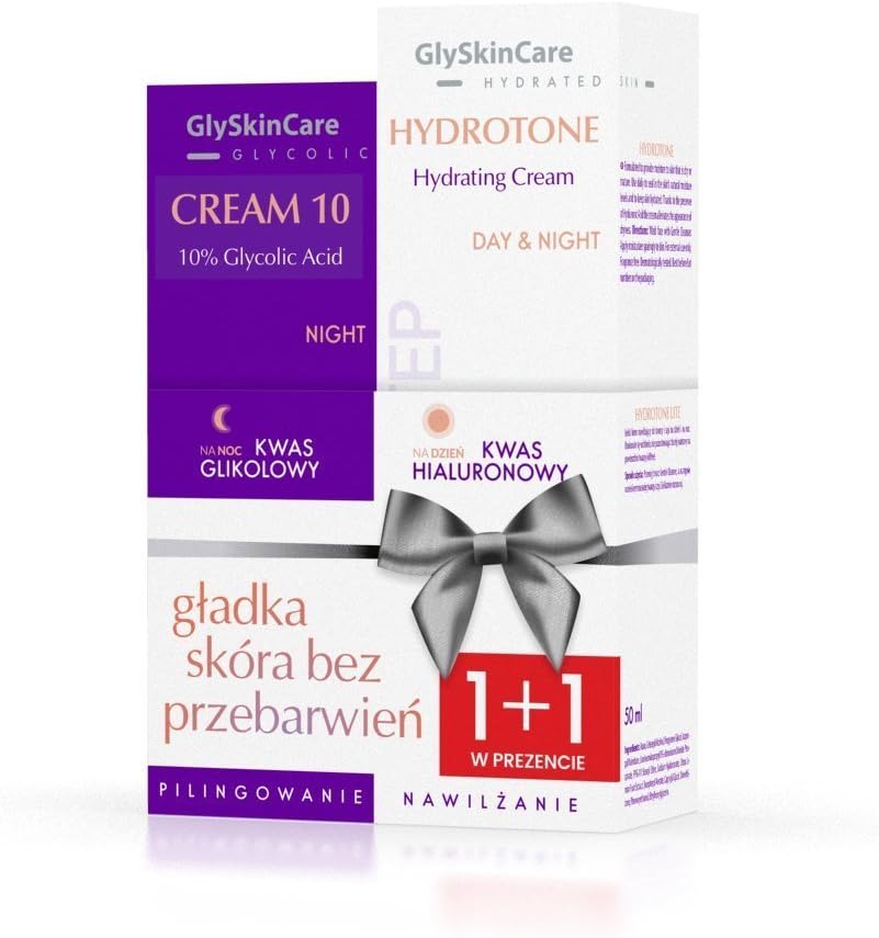 Skin Brightening 10% Glycolic Acid Night Cream + Hyaluronic Acid Hydrating Day Cream Treatment Set