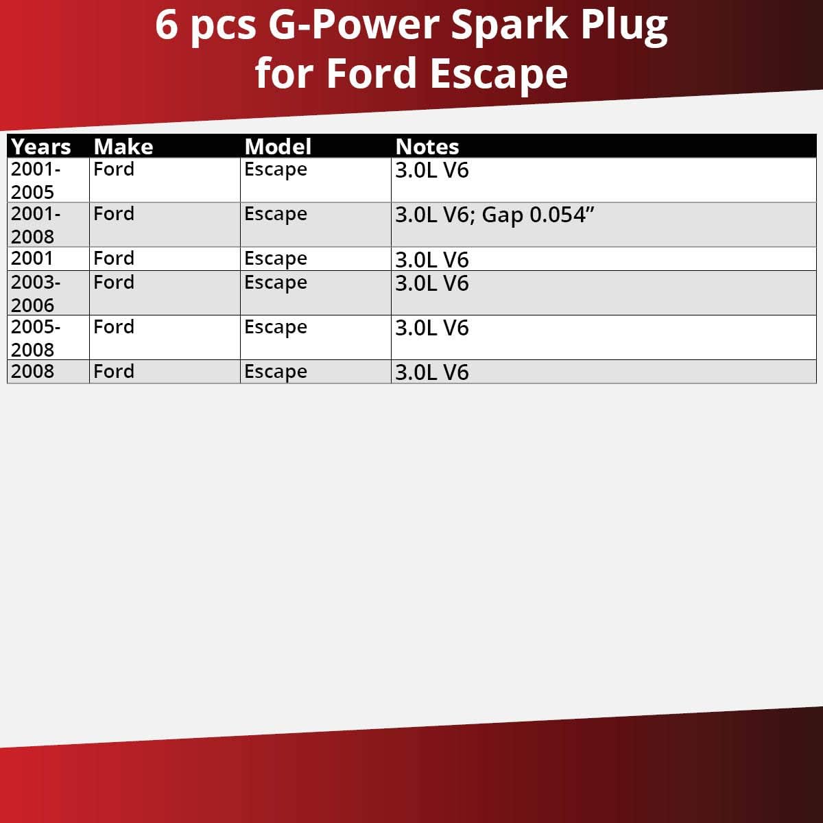 Amazon Com 6 Pcs Ngk G Power Spark Plugs For 2001 2008 Ford Escape 3 0l 3 0l V6 Engine Kit Set Tune Up Automotive