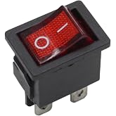 ISDVBUY Mini Rocker Switch, Red Button, 4 Pin, 5 Pack | On-Off Power Switch, LED Light Toggle, For Electrical Projects