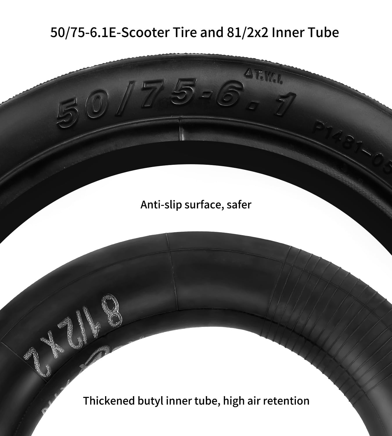 Mcglsen 50/75-6.1 Scooter Tire Replacement 8.5 Inch Tire Tube for Gotrax gxl v2/Xiaomi /M365 Etc Electric Scooter,8.5x2 Pneumatic Tyre Inner Tube Replacement Wheels (1Set)