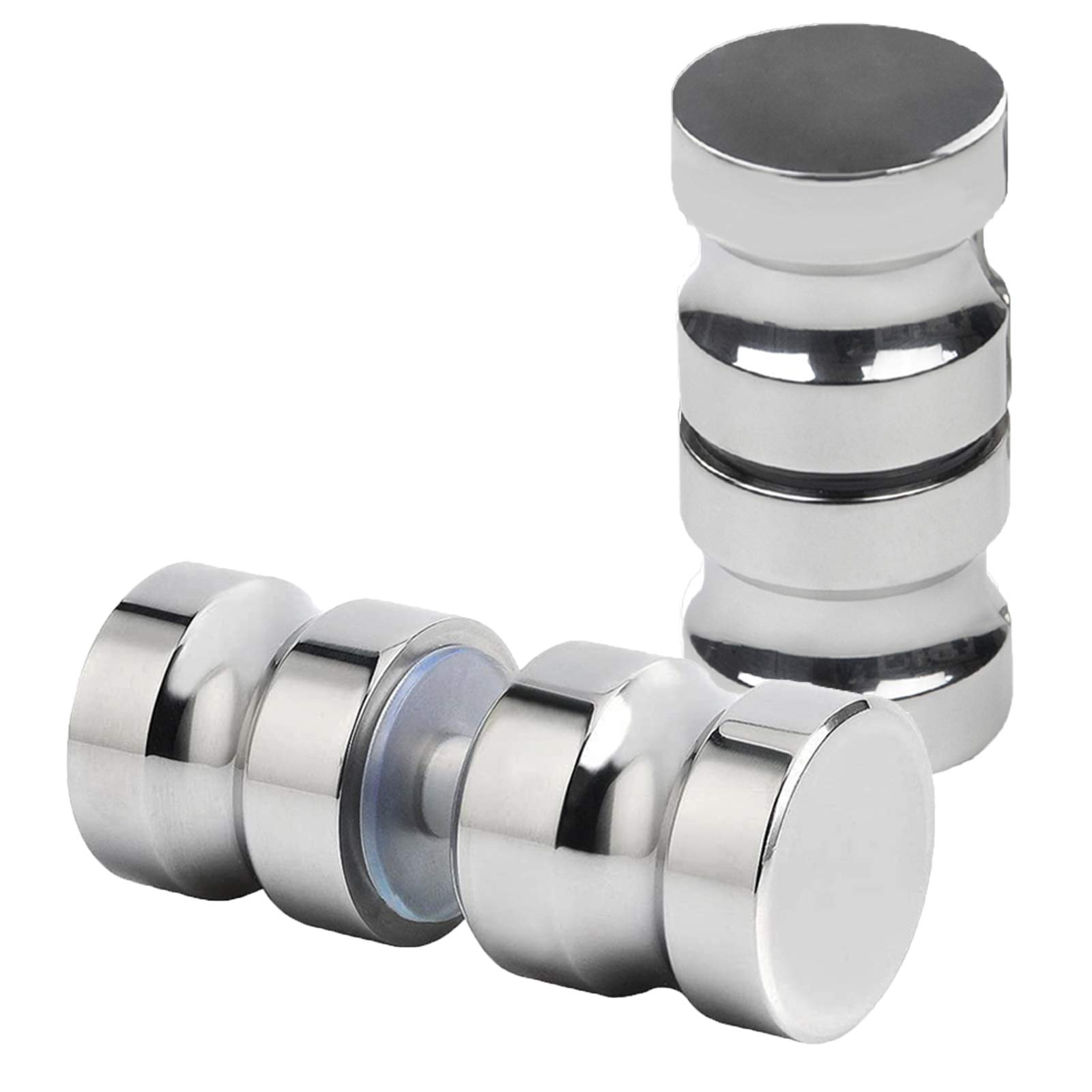 yeemeen 2pcs Shower Screen Door knobs, Solid Stainless Steel Bathroom Door Handle Knob, Shower Door Round Back-to-Back Handle Pull with Rubber Gasket for Shower Door Glass Door Office Sliding Door