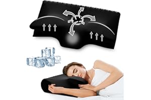 SUFOR Cervical Pillow for Neck Pain Relief, Cooling Contour Memory Foam Pillows Support Odorless Ergonomic Neck Pillow Adjustable Orthopedic Bed Pillow for Side Back Stomach Sleeper with Pillowcase