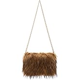 SUKUTU Faux Fur Evening Handbags for Women Soft Fuzzy Fluffy Crossbody Shoulder Bag with Chain Strap