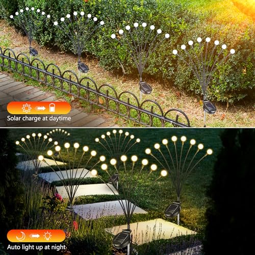 iBaycon 8 Pack Solar Garden Lights, Solar Firefly Lights Outdoor Waterproof, 2 Lighting Modes Solar Swaying Light for Garden Yard Patio Pathway Decorations (Warm White)