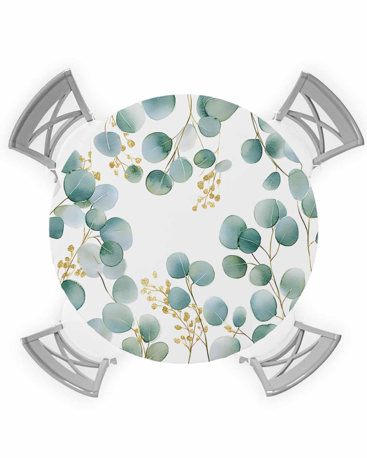 Photo 1 of *USED*
Gavrelixora Eucalyptus Leaves Round Tablecloth, Green Yellow Botanical Outdoor Fitted Table Covers for 36-44 Inch Tables, Summer Waterproof Dining Table Cloth with Elastic for Parties/Picnic/Patio