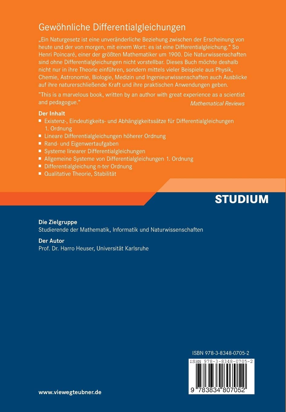 Gewohnliche Differentialgleichungen Einfuhrung In Lehre Und Gebrauch Mathematische Leitfaden Amazon De Heuser Harro Bucher