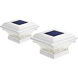 Home Zone Security 2 Pack Solar Post Cap Lights 12 Lumens Outdoor 4x4 fit Post Size 3.5x3.5, Recharging by Sunlight, Sensor T