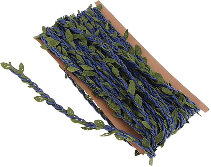 11yds Rustic Vine Braided Rope with Artificial Green Leaves, Decorative