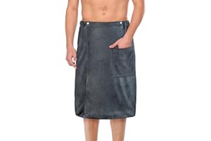 AOMIG 70CM X 140CM Men's Bath Towel, Quick Dry Microfiber, Adjustable Body Wrap for Men, Can be Used in Spa, Shower, Bath and Gym, Grey