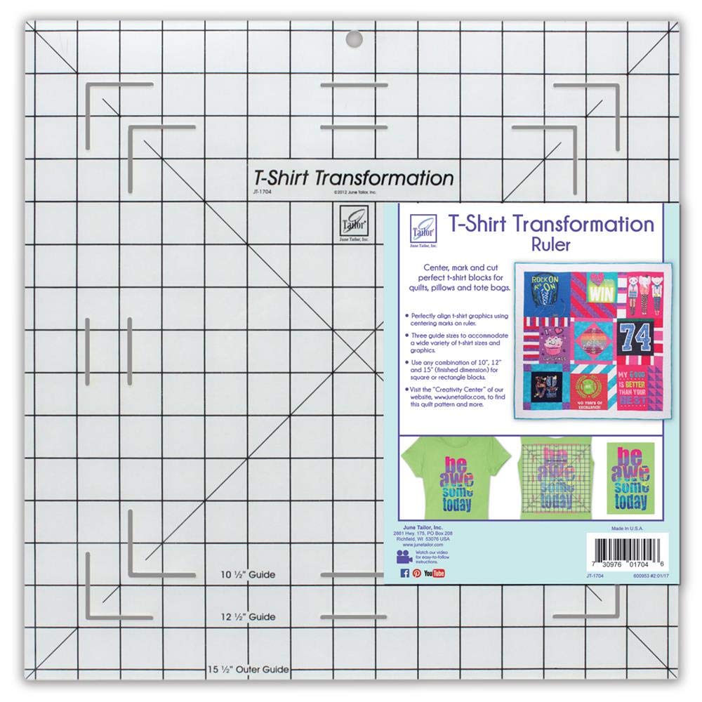 June Tailor T-Shirt Transformation Ruler, 15.5-inch, Acrylic, White, Each