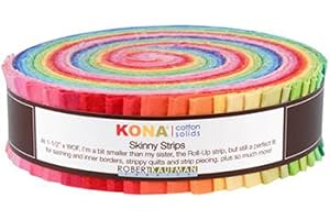 Robert Kaufman KONA COTTON SOLIDS BRIGHT Skinny Strips 1.5" Precut Cotton Fabric Quilting Roll Assortment SS-106-41