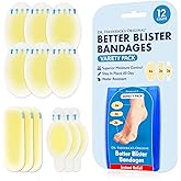 Dr. Frederick's Original Better Blister Bandages - 12ct - Water Resistant - 40% More Cushioning - Hydrocolloid Bandages for Foot, Toe, & Heel - Blister Pads for Prevention & Recovery - Variety Pack