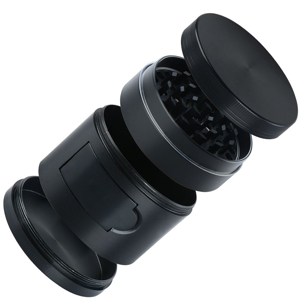 Herb / Spice Kitchen Grinder, Heavy Duty Zinc Alloy Material with Pollen Catcher and Scrapper, Easy Access Window