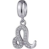 Leo Zodiac Sign Dangling Charms Fit Pandora Birthday Bracelets - 925 Sterling Silver Constellation/Horoscope Necklace Pendants Beads, Gifts for Husband/Christmas
