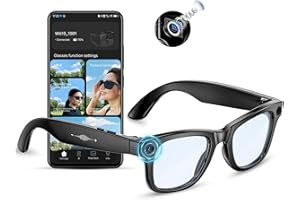 Mingtawn AI Smart Glasses 4K HD Camera, BT Call, 800W Anti-Shake Camera Glasses with Video Recording Dual Mic, Simultaneous Interpretation/GPT Identify Objects, 270mAh Blue Light Glasses（Blue）4.5 out of 5 stars 47$125.99