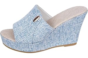 Womens High Wedge Platform Slide on Sandals Slip On Comfort Espadrille Dress Summer Slippers Shoes
