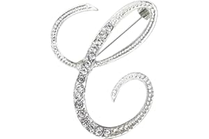 PPhtony 26 Letter Brooch Pins Small Silver Metal Rhinestone Crystal Initial A~Z Alphabet Brooch Lapel Pins for Men Women Girls Boys Birthday Christmas Wedding Gift
