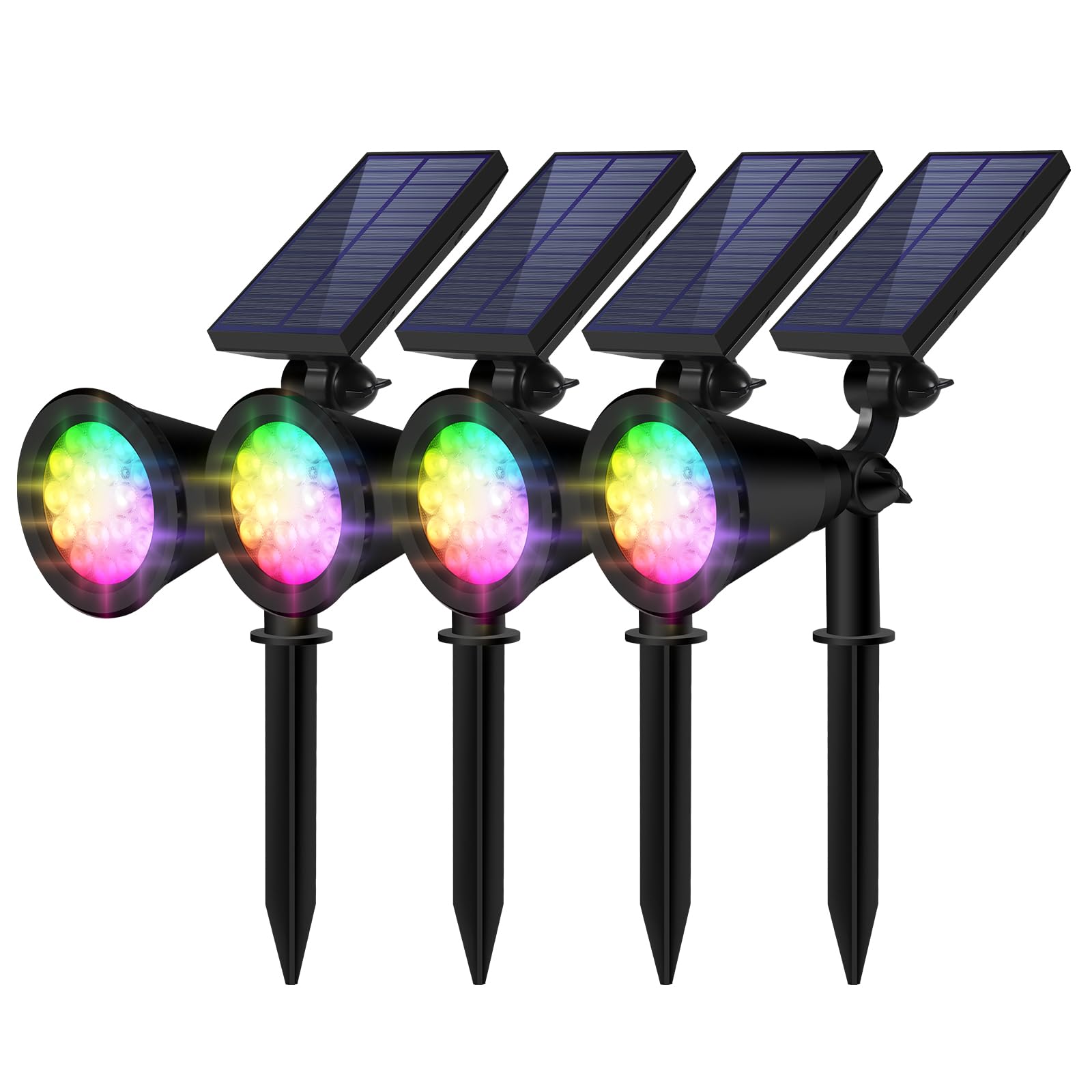 Photo 1 of * 2 PACK ONLY * Komalela Solar Spot Lights Outdoor Waterproof, 18 LED Solar Powered Landscape Lighting Low Voltage Auto On/Off for Garden, Yard, Tree, Flag, Wall, Pathway, 4 Pack