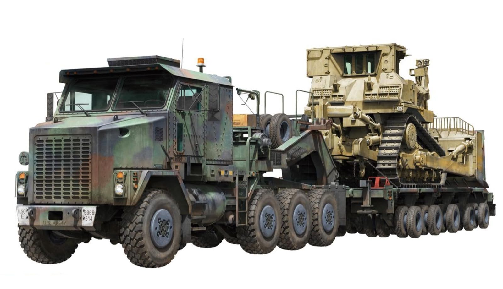 TAKOM TAK5002 1:72 M1070 Tank Transporter w/D9R Bulldozer, Multi-Colour