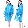 RUISHYY Kids Rain Poncho 2 Pack, Reusable Raincoat Rain Jackets for 6-14 Girls Boys