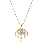 COORWEEL Evil Eye Necklace for Women 14K Gold Plated Dainty White CZ Evil Eye Lucky Protection Jewelry Gifts for Women