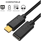 USB-C 3.1 Male To Female Extension Cable, Gen 2 Devices; Pass Video, Data, Audio Sync Cable 2ft